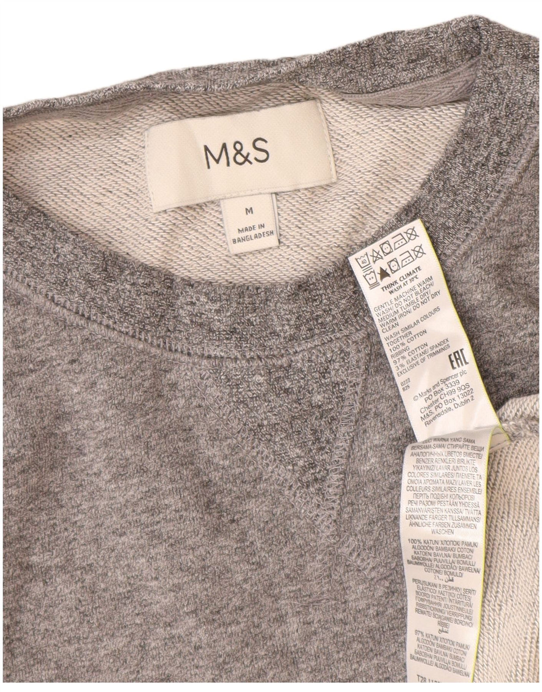 Мужской свитер Marks & Spencer, хлопковый джемпер среднего серого цвета