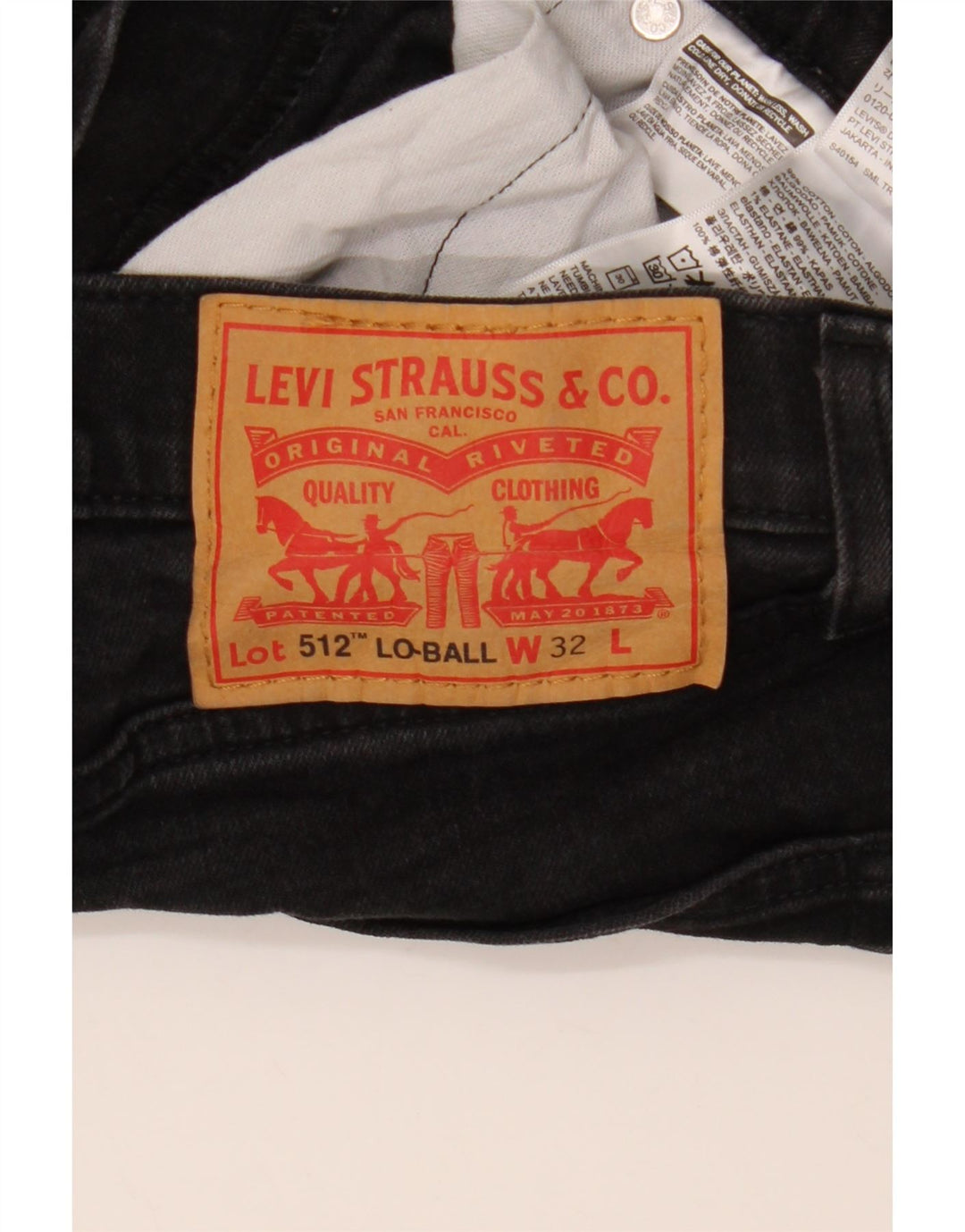 Мужские зауженные зауженные джинсы LEVI'S 512 W32 L31, черный хлопок