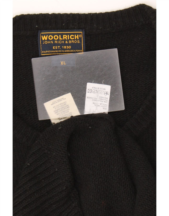 Мужской джемпер с круглым вырезом Woolrich, черный шерстяной свитер XL