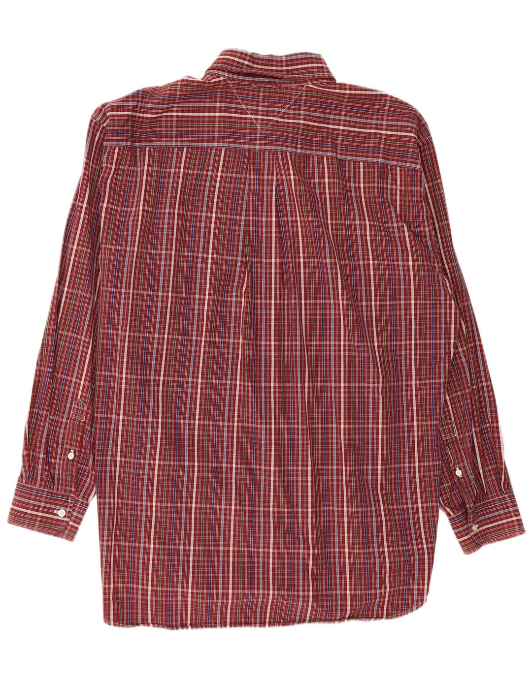 TOMMY HILFIGER Mens Shirt XL Burgundy Check Cotton