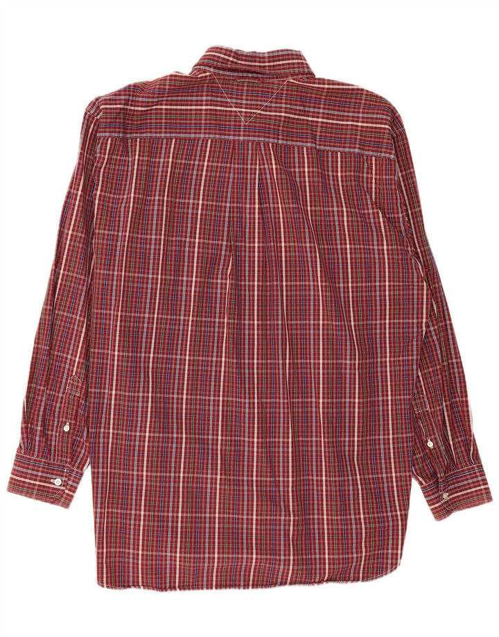 TOMMY HILFIGER Mens Shirt XL Burgundy Check Cotton