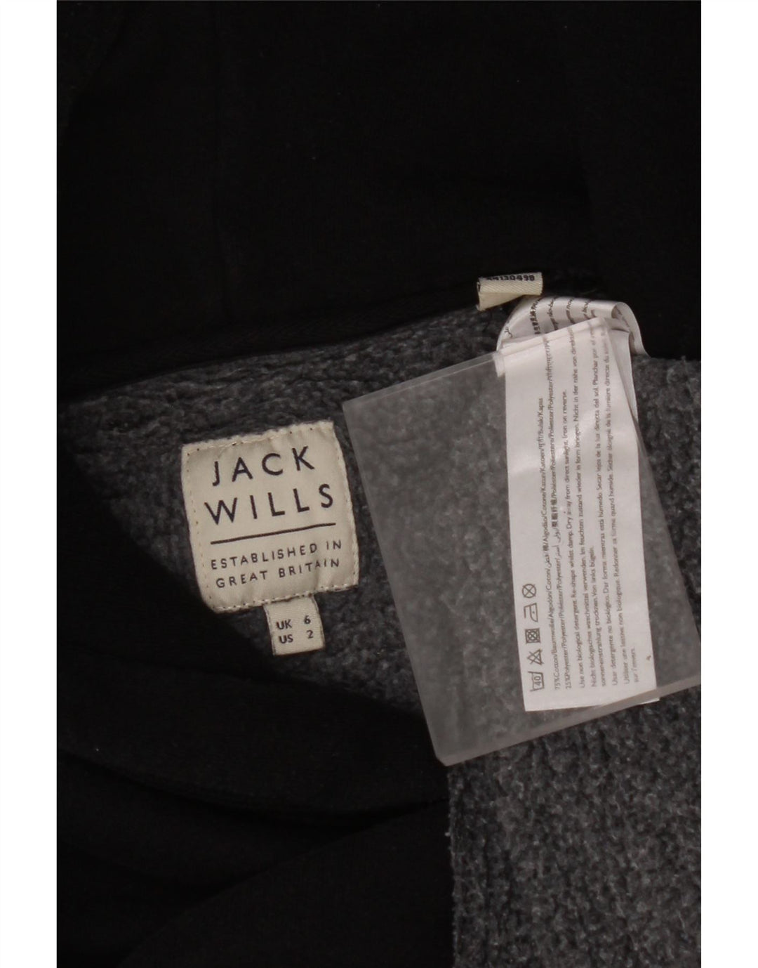 Женский свободный джемпер с капюшоном JACK WILLS UK 6 XS, черный хлопок