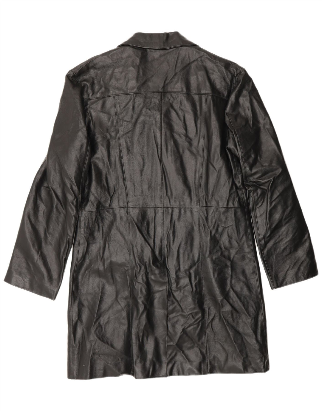 VINTAGE Женское кожаное пальто IT 48 XL Черное кожаное