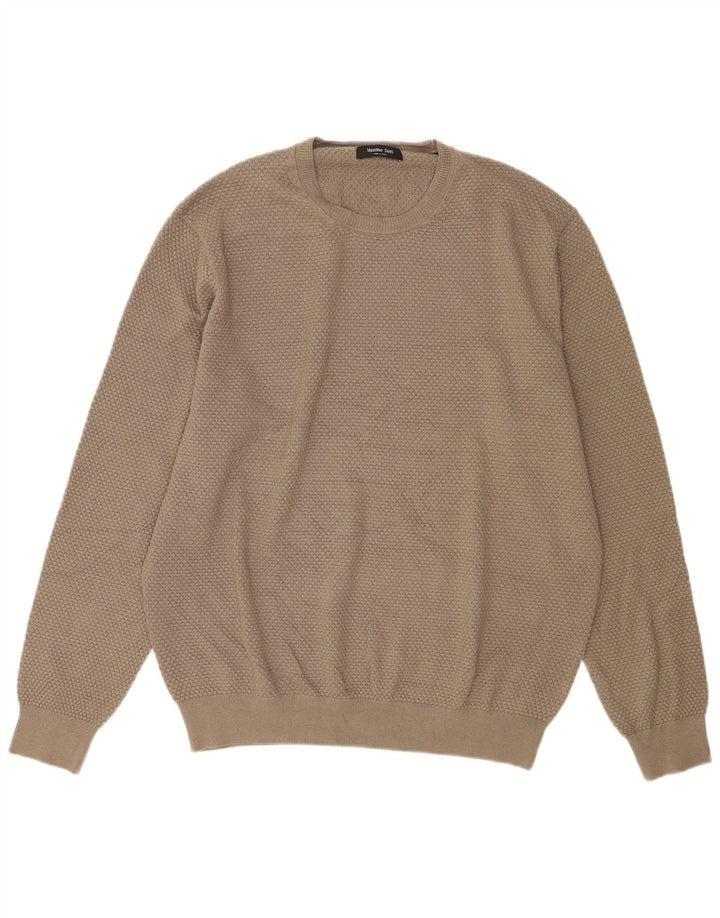 Мужской свитер с круглым вырезом Massimo Dutti XL бежевый