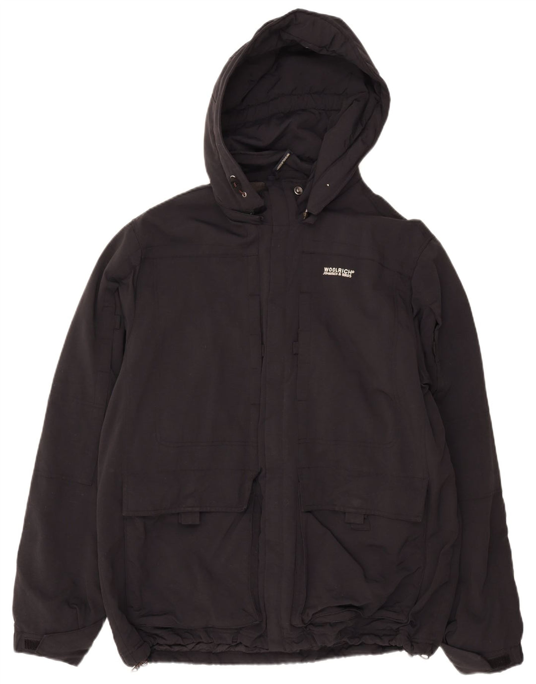 WOOLRICH Mens Hooded Padded Jacket UK 44 2XL Black Nylon