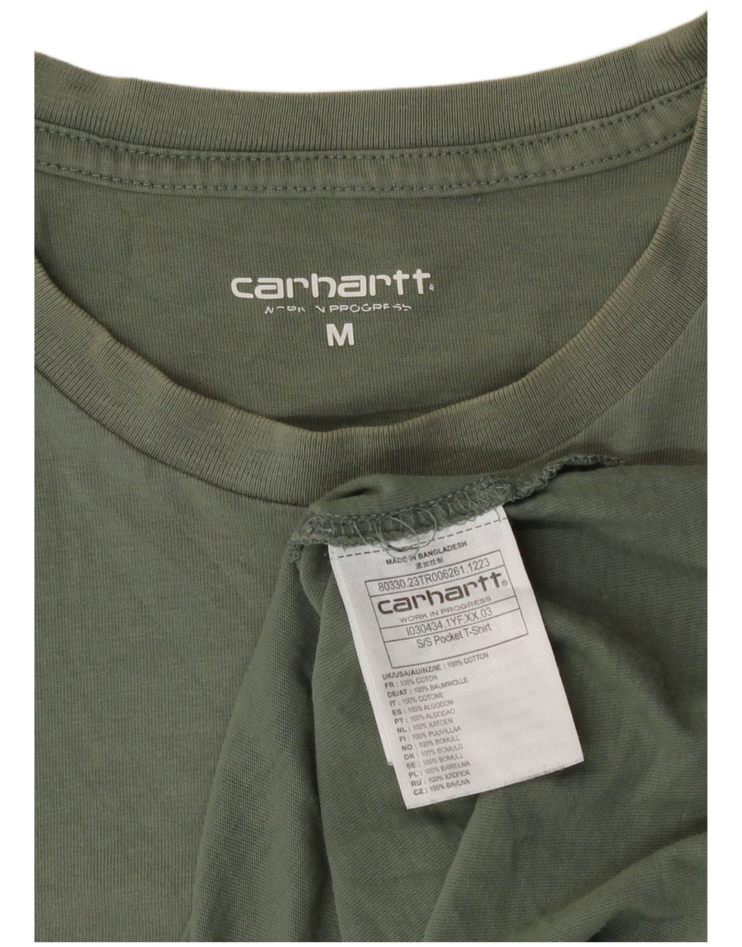 Мужская футболка Carhartt из хлопка среднего зеленого цвета