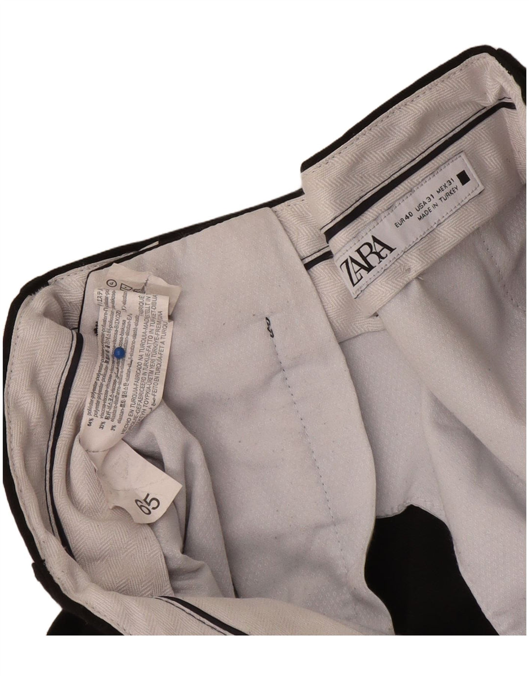 Мужские узкие костюмные брюки Zara EU 40 Medium W31 L27, черный полиэстер