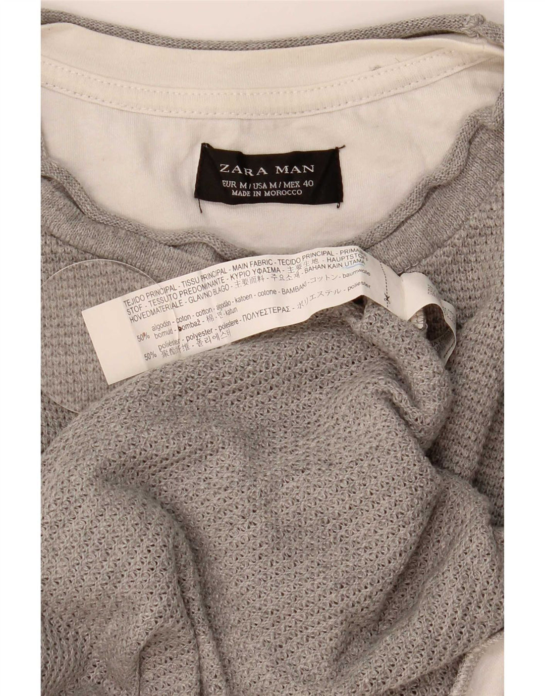 Мужская футболка Zara Top из хлопка среднего серого цвета