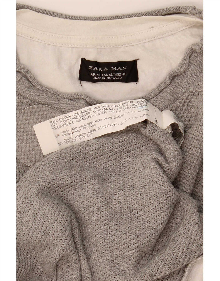 Мужская футболка Zara Top из хлопка среднего серого цвета