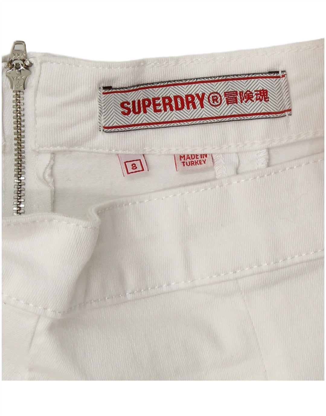 SUPERDRY Женская мини-юбка UK 8, маленькая W26, белый хлопок