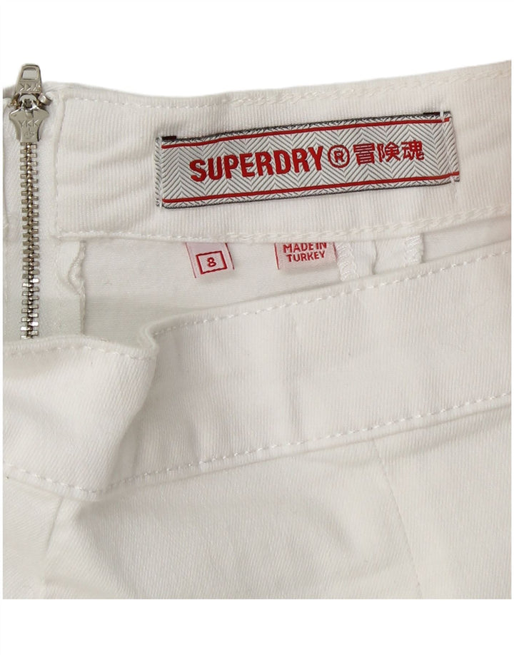 SUPERDRY Женская мини-юбка UK 8, маленькая W26, белый хлопок