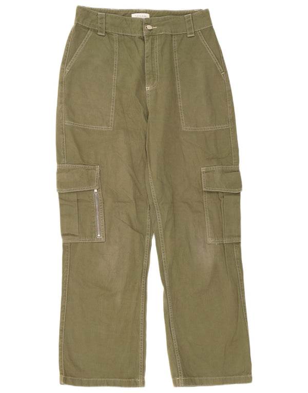 Topshop Женские прямые брюки карго UK 12 Medium W30 L28 Зеленый хлопок