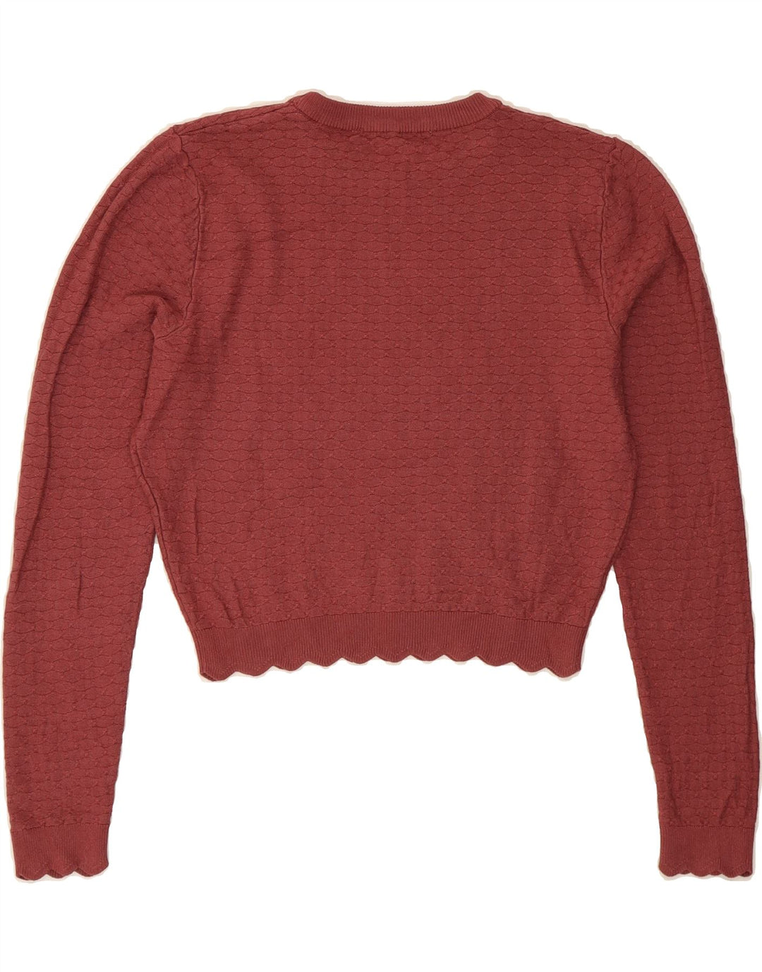 ZARA Womens Crop Boat Neck Jumper Sweater UK 12 Medium Maroon Vintage Zara and Second-Hand Zara from Messina Hembry 