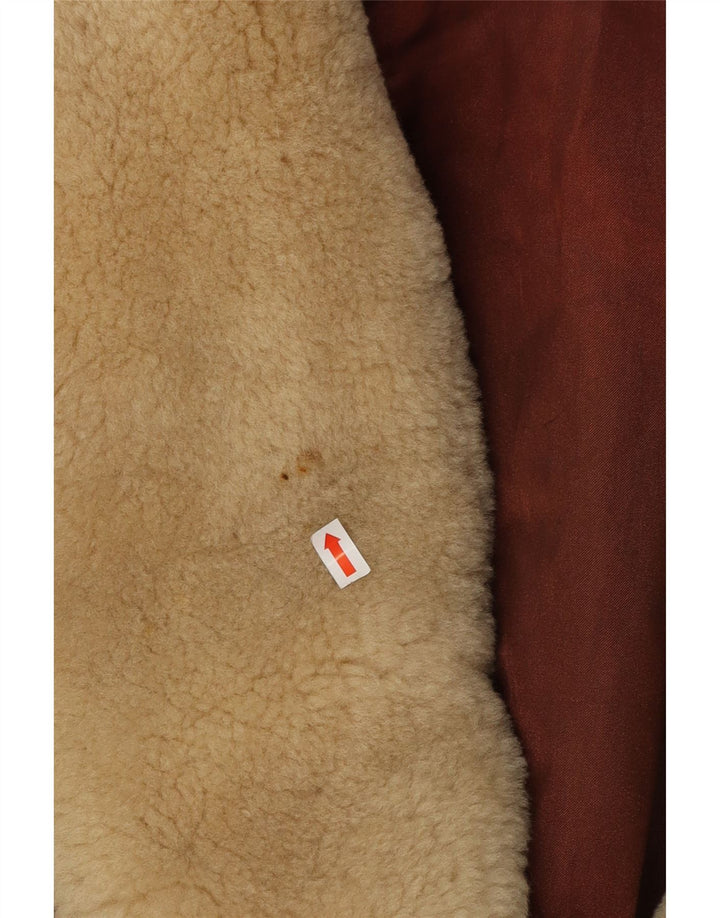 ST MICHAEL Женская укороченная двубортная куртка UK 18 XL Коричневая кожа