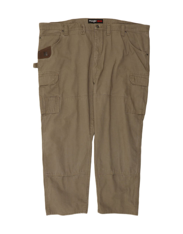 WRANGLER Mens Straight Cargo Trousers W50 L30 Khaki Cotton