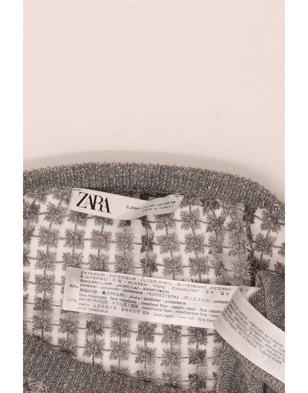 Женская укороченная прозрачная блузка Zara UK 14, средний серый цвет с цветочным принтом