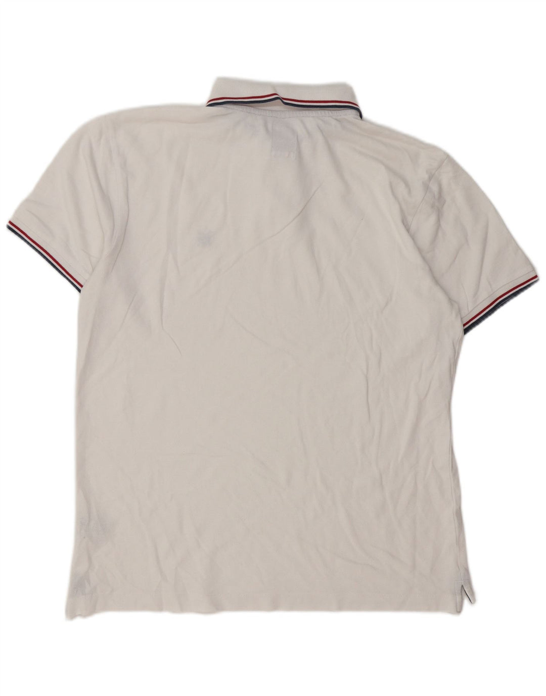 Crew Clothing Мужская рубашка поло среднего размера из белого хлопка