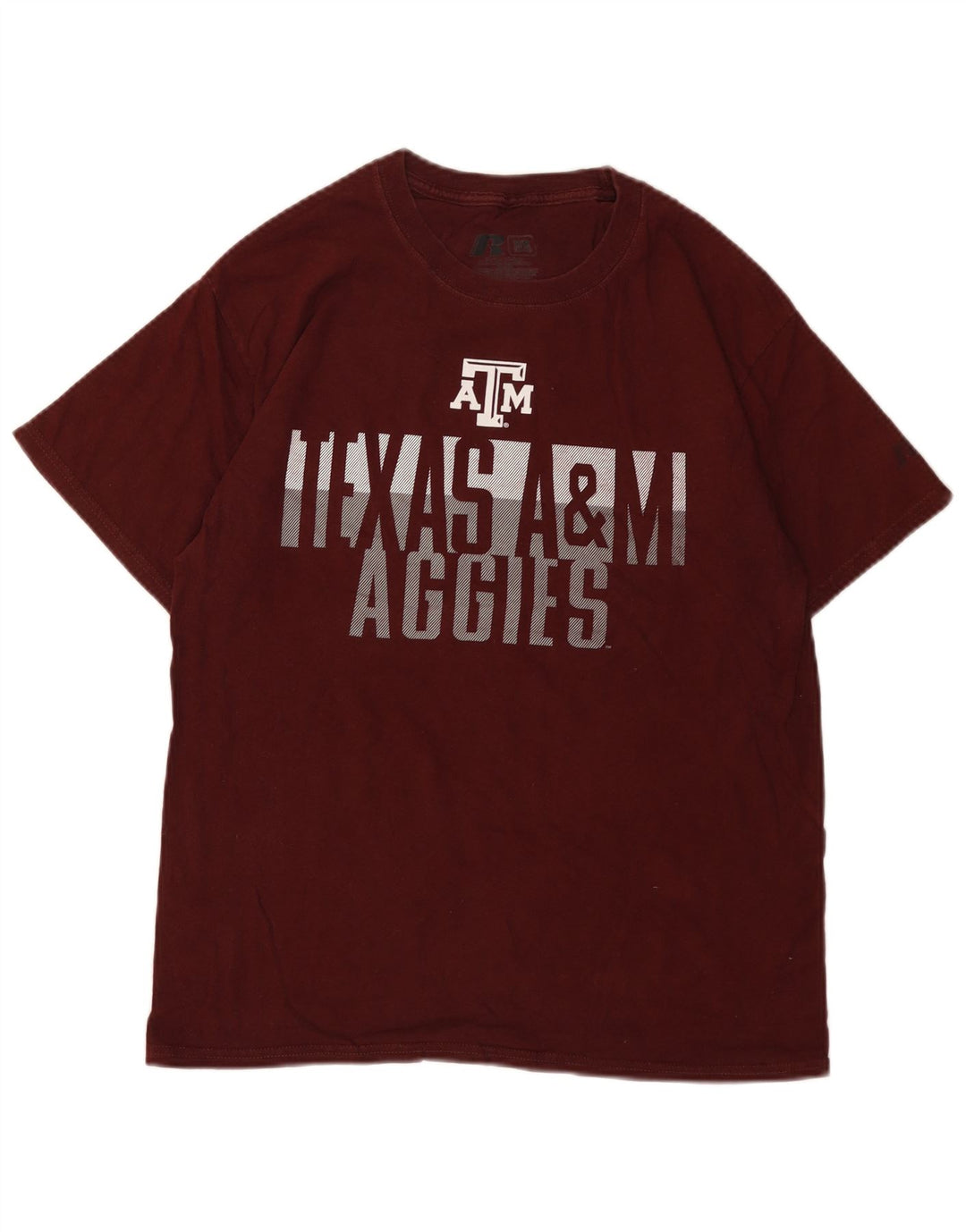 Мужская футболка с рисунком RUSSELL ATHLETIC, Великобритания, 38/40, средний бордовый цвет