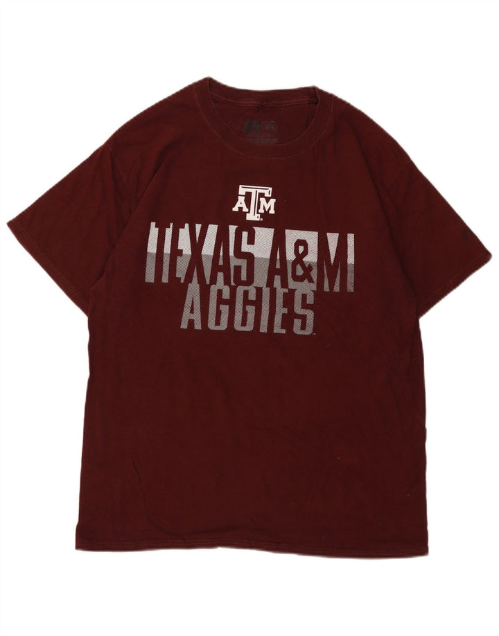 Мужская футболка с рисунком RUSSELL ATHLETIC, Великобритания, 38/40, средний бордовый цвет