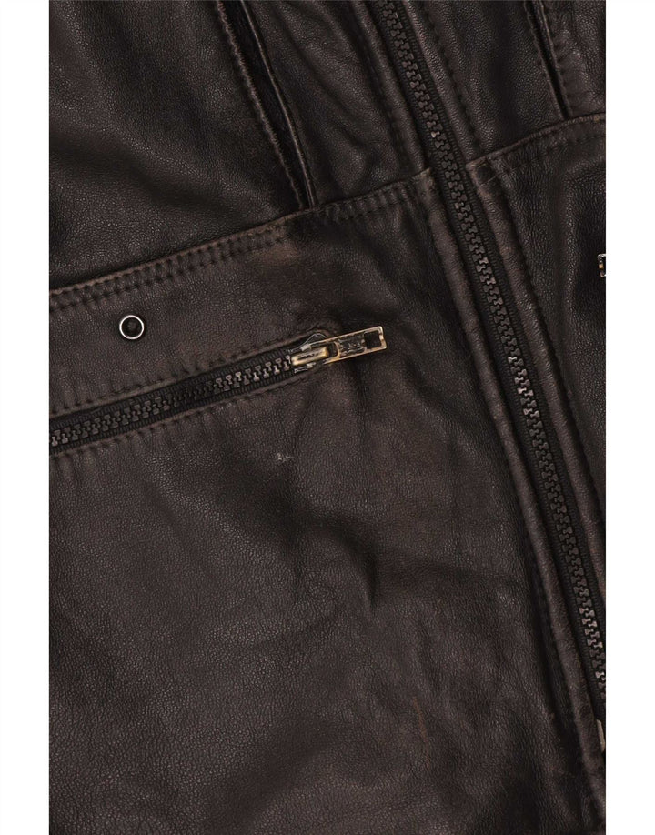 Винтажная мужская кожаная куртка IT 48 Medium Black из овечьей кожи