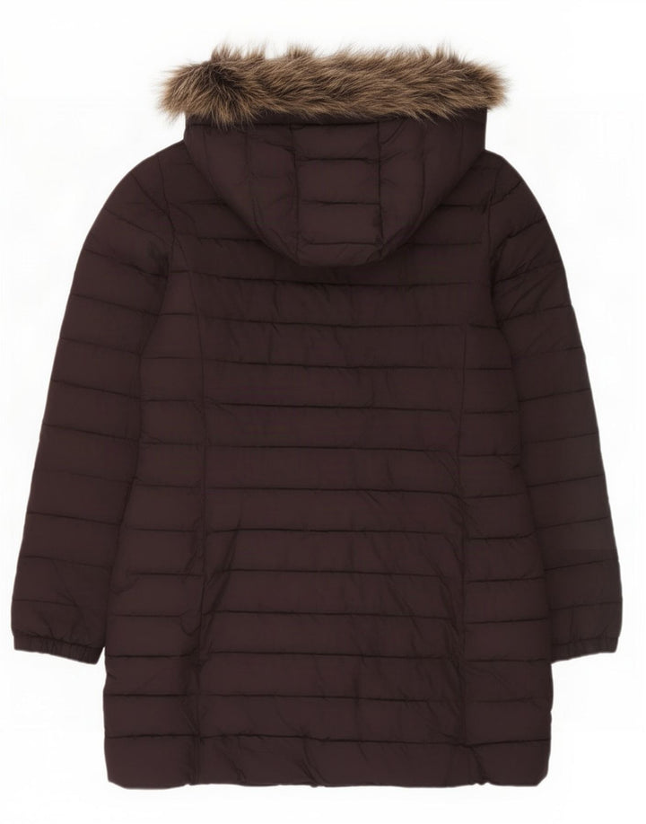 Женское стеганое пальто с капюшоном Superdry UK 12, средний бордовый полиэстер