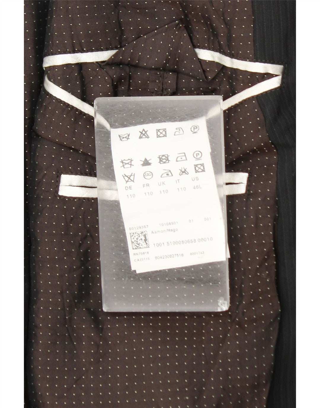 Мужской пиджак с 2 пуговицами Hugo Boss UK 44 2XL, черная шерстяная полоска в тонкую полоску
