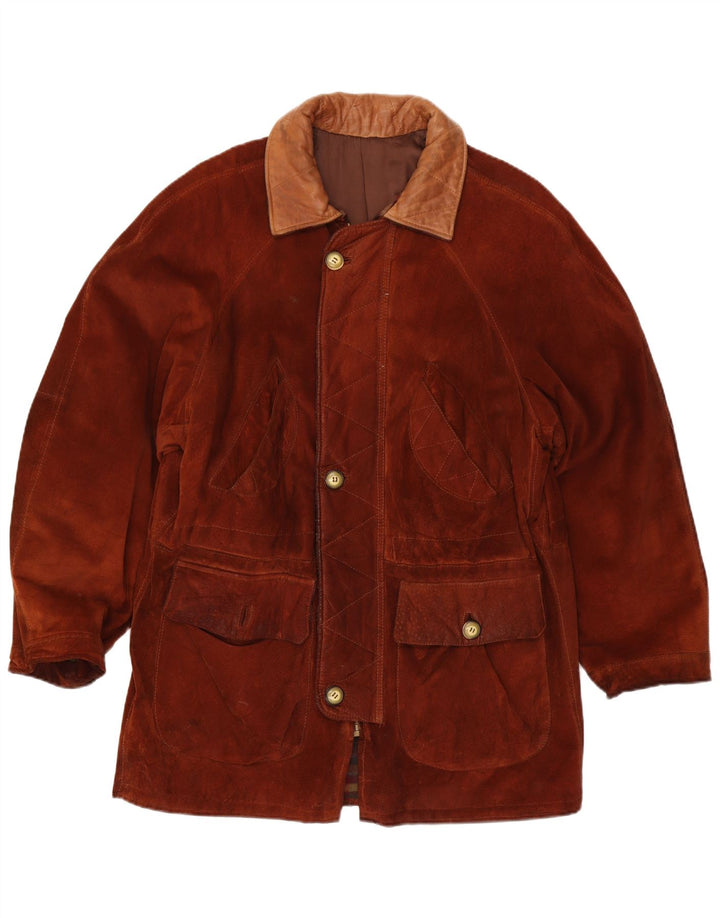 Винтажная мужская замшевая куртка IT 54 2XL Коричневая кожаная