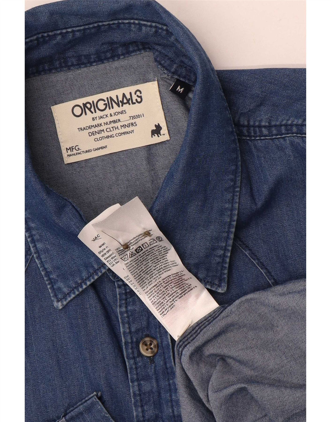 Мужская джинсовая рубашка Jack & Jones из хлопка среднего синего цвета