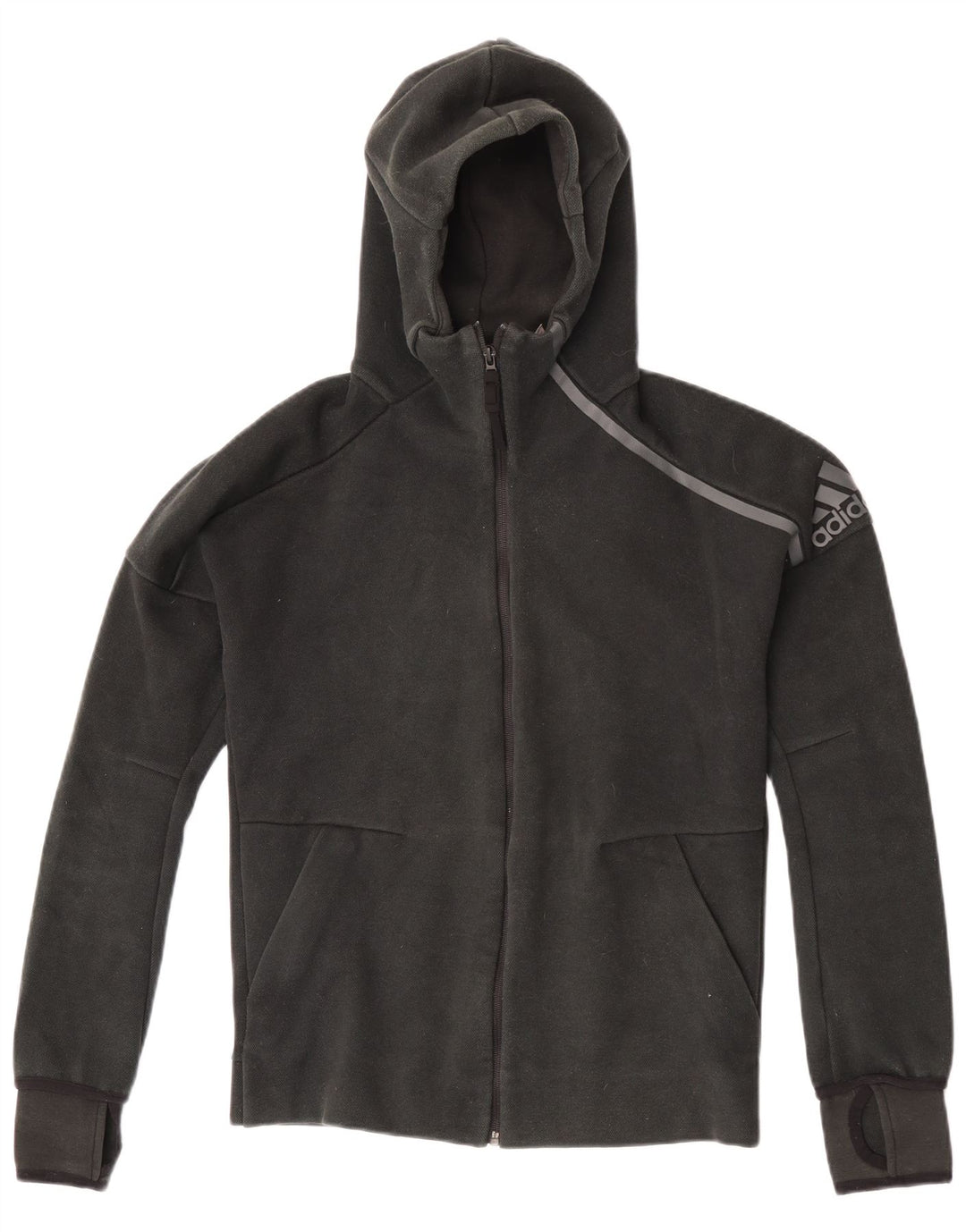 Adidas Мужской свитер с капюшоном и молнией с графическим рисунком, маленький черный полиэстер