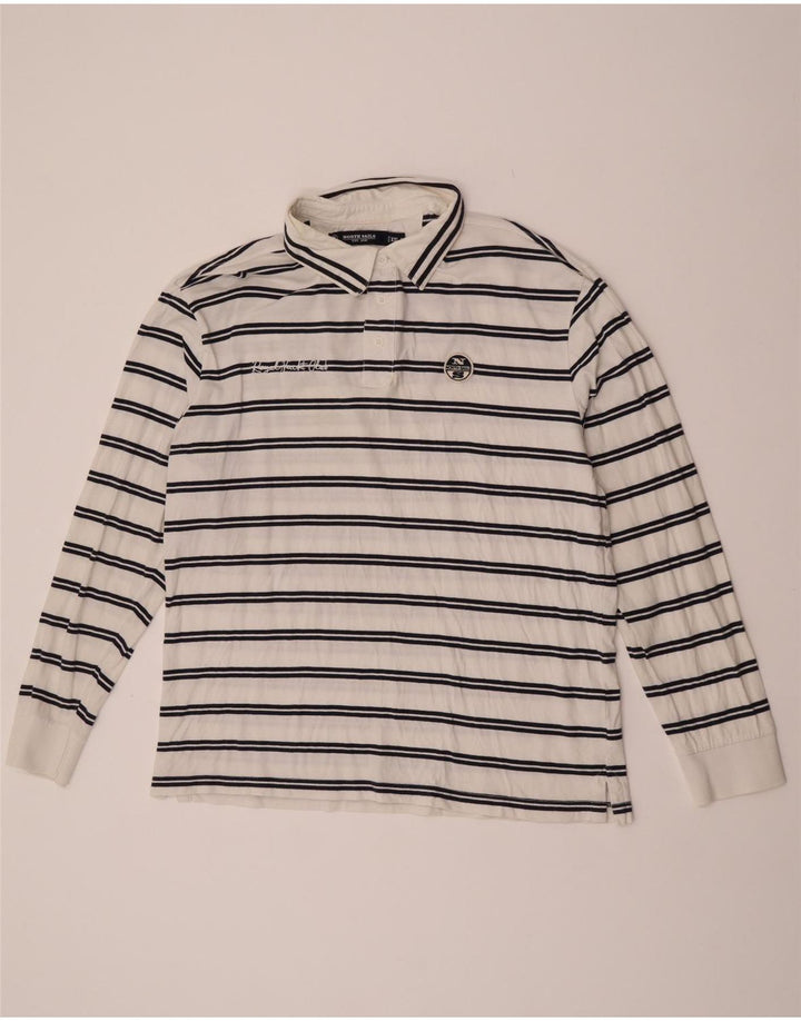 Мужская рубашка-поло для регби с длинным рукавом North Sails, 2XL, белая в полоску