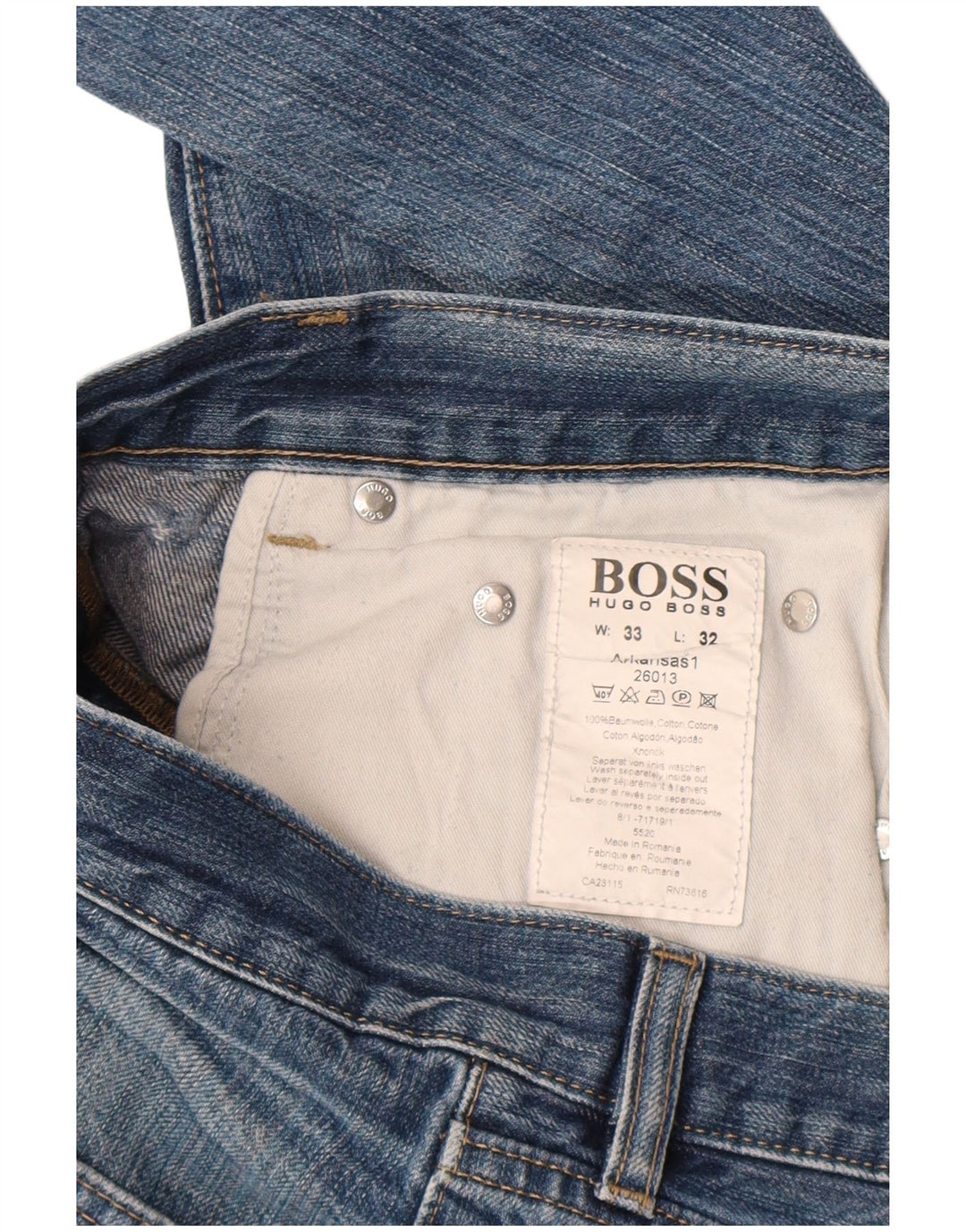 Мужские прямые джинсы Hugo Boss W33 L32, синий хлопок