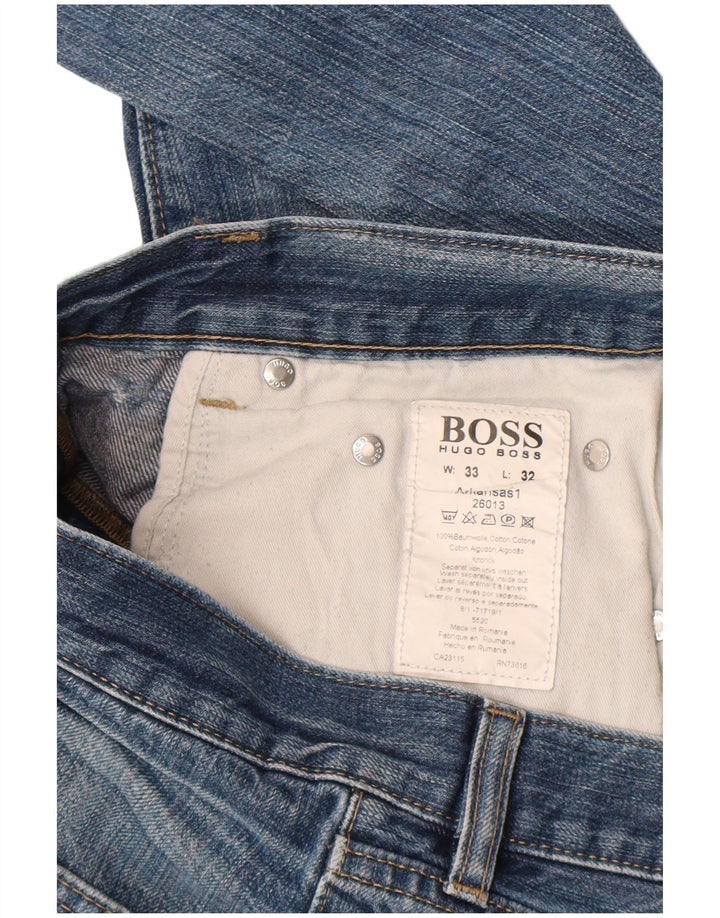 Мужские прямые джинсы Hugo Boss W33 L32, синий хлопок