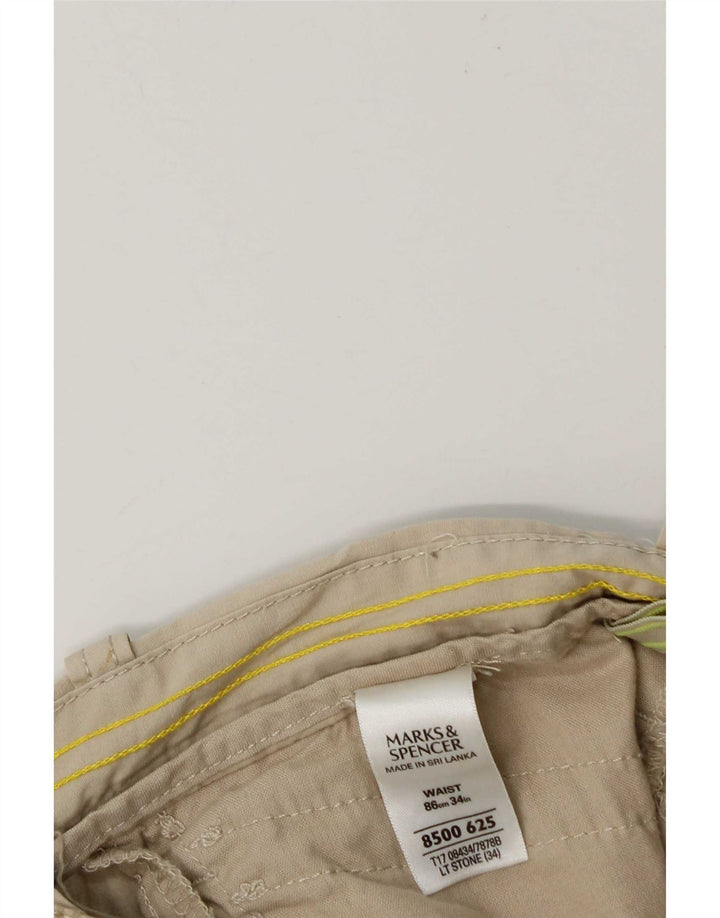 Мужские шорты-бермуды Marks & Spencer W34, большие, бежевые, хлопковые