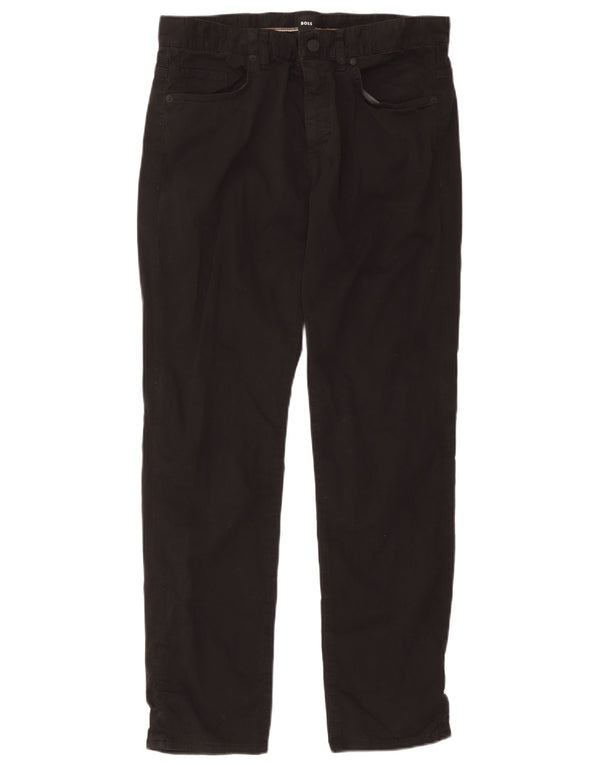 Hugo Boss Mens Delaware Slim Fit Casual Trousers W34 L32 Black Cotton