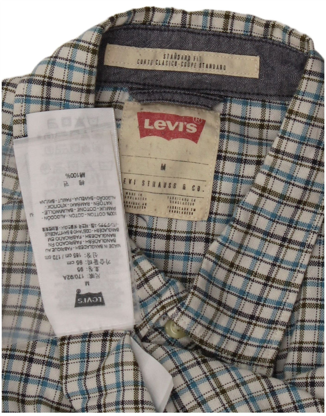 Мужская рубашка-купе стандартного стандартного кроя LEVI'S, хлопковая синяя клетка среднего размера