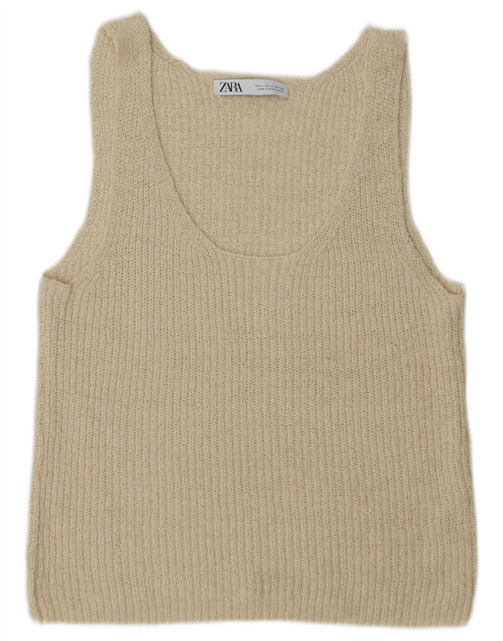 Женская майка Zara Vest UK 12, средний бежевый акрил