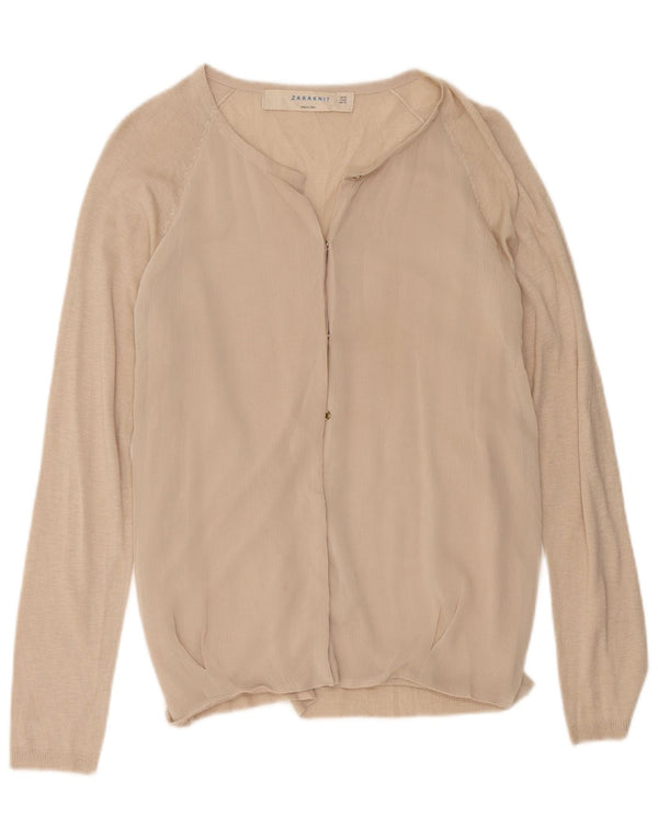 Женский кардиган с длинным рукавом Zara UK 12, средний бежевый
