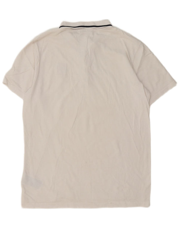 Fila Mens Polo Shirt Large White Striped Cotton
