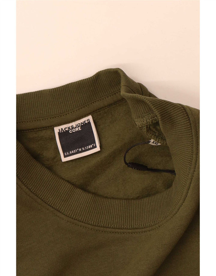 Мужской свитшот с рисунком Jack & Jones 2XL, хлопок цвета хаки