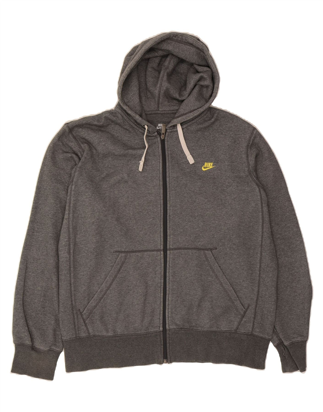 NIKE Mens Zip Hoodie Sweater Large Grey Cotton Vintage Nike and Second-Hand Nike from Messina Hembry 
