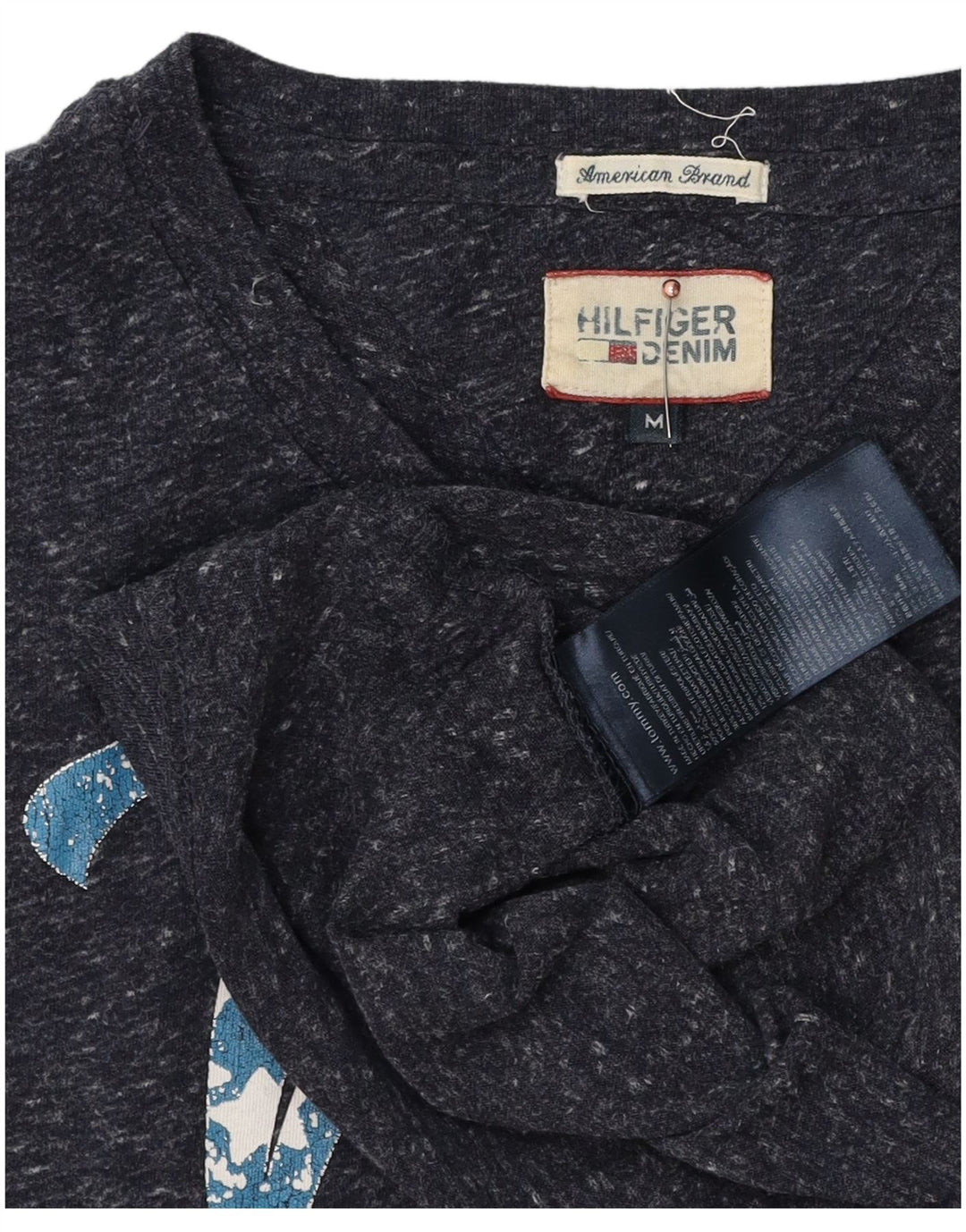 Мужская футболка с рисунком Tommy Hilfiger, средний темно-синий полиэстер с крапинками