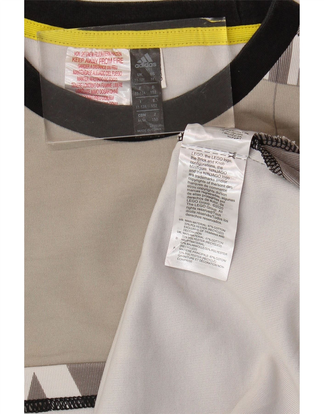 Джемпер с рисунком Adidas для девочек 11–12 лет, средний серый с цветными блоками