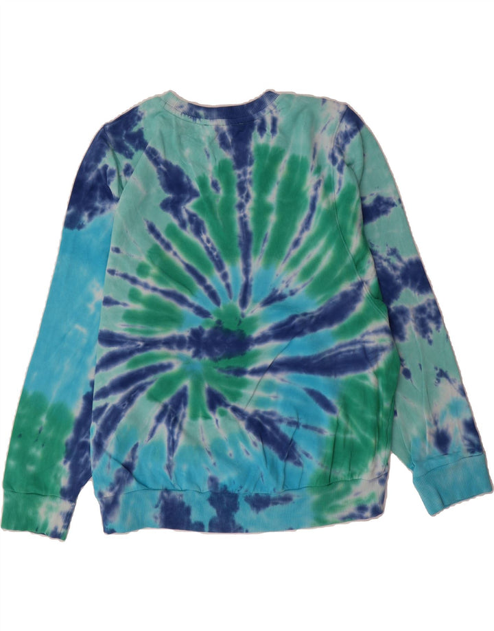 TOMMY HILFIGER Womens Oversized Sweatshirt Jumper UK 16 Large Blue Tie Dye Vintage Tommy Hilfiger and Second-Hand Tommy Hilfiger from Messina Hembry 