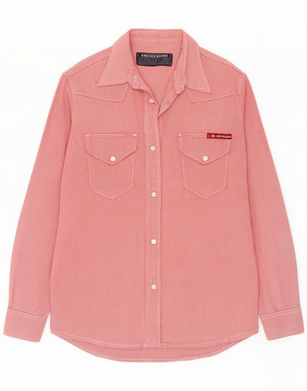 Americanino Womens Flannel Shirt UK 14 Medium Red Gingham Cotton