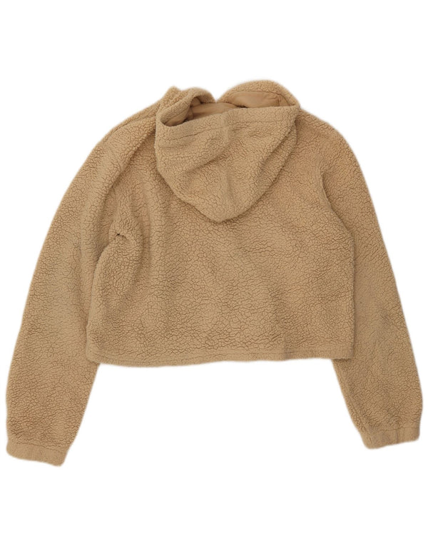 Женский укороченный флисовый джемпер FILA с графическим рисунком UK 16, большой размер, бежевый полиэстер