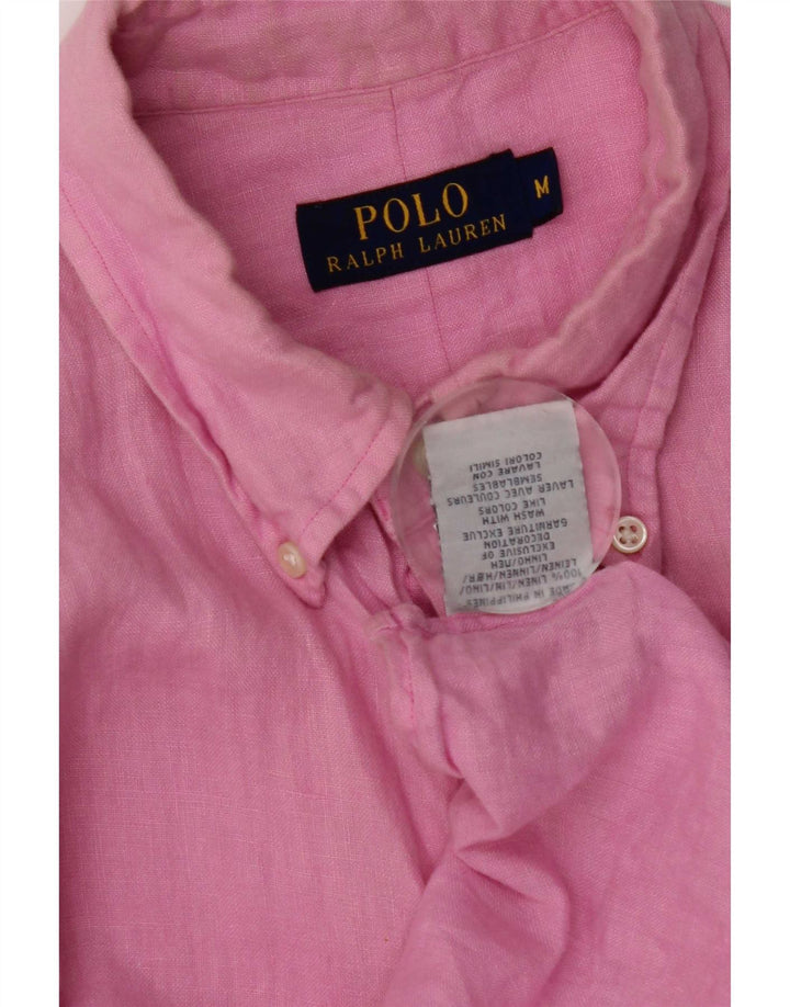 Мужская рубашка Polo Ralph Lauren из льна среднего розового цвета