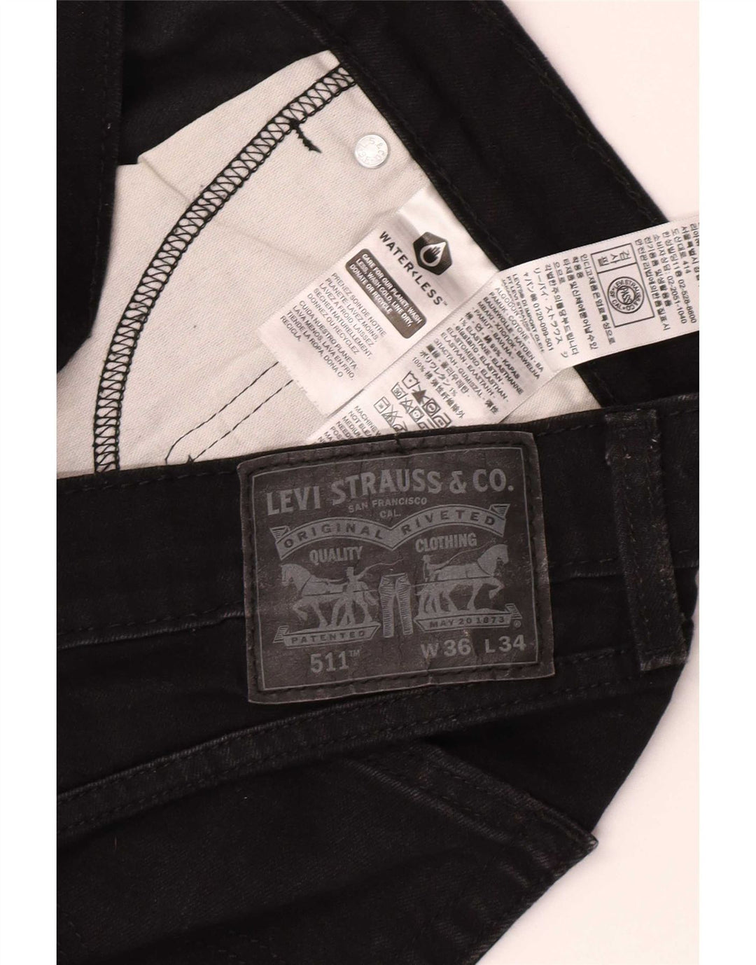 Мужские джинсы Levi's Slim 511 W36 L34, черный хлопок