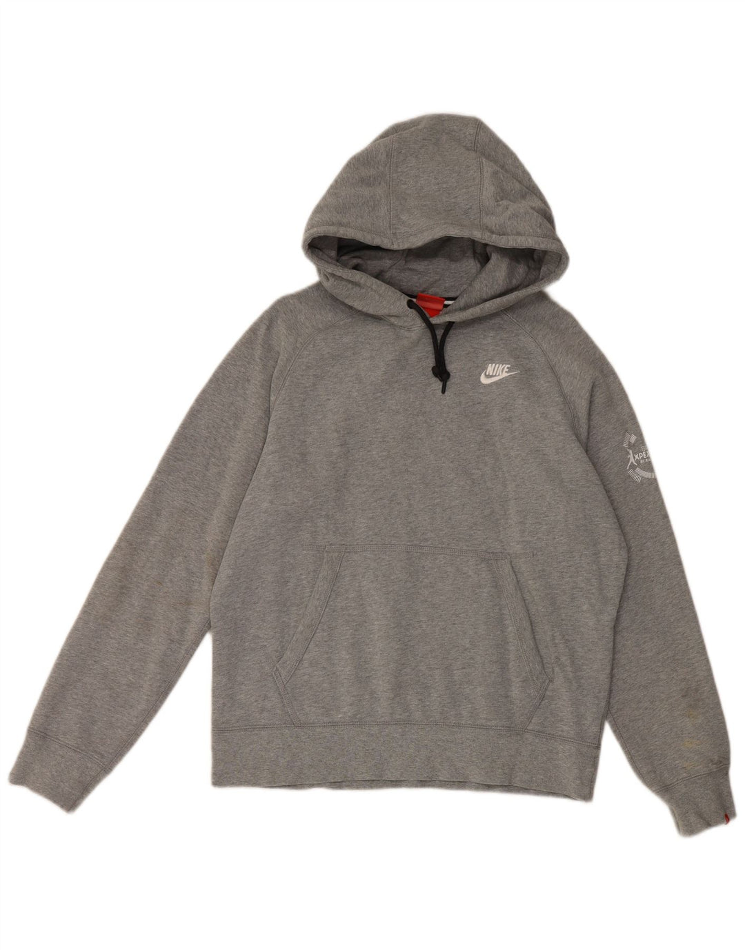 Мужской джемпер с капюшоном с графическим рисунком Nike, хлопковый джемпер среднего серого цвета с крапинками