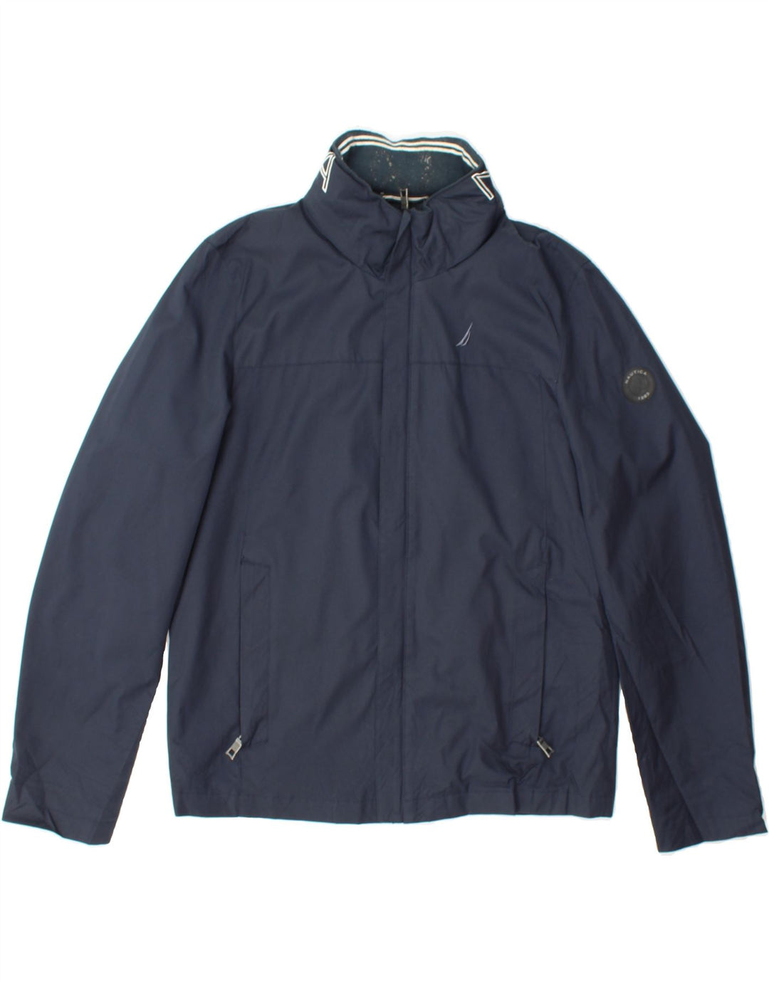 NAUTICA Mens Graphic Bomber Jacket UK 36 Small Navy Blue Polyester Vintage Nautica and Second-Hand Nautica from Messina Hembry 