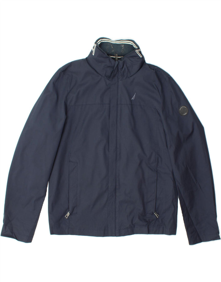 NAUTICA Mens Graphic Bomber Jacket UK 36 Small Navy Blue Polyester Vintage Nautica and Second-Hand Nautica from Messina Hembry 